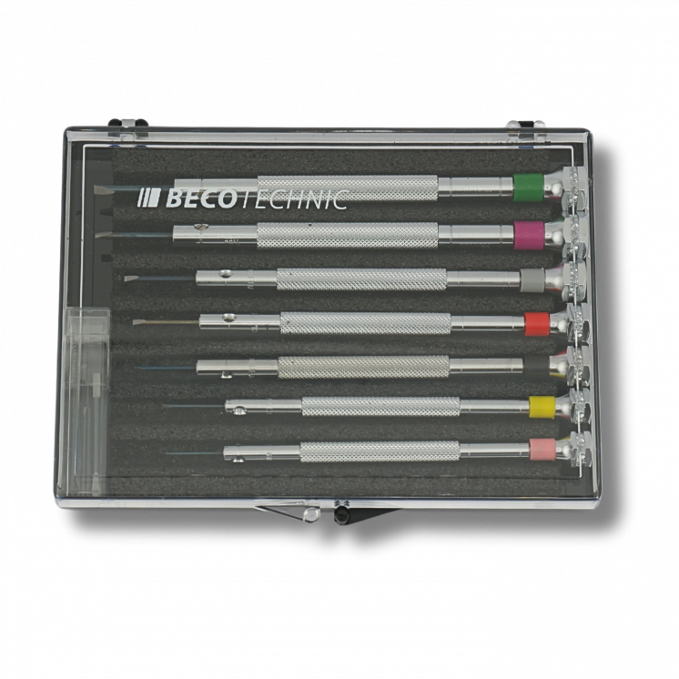 BECO TECHNIC - Assortiment de 7 tournevis d'horloger, en coffret plastique (205941)
