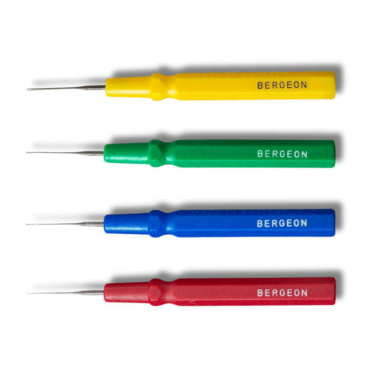 BERGEON - Assortiment de 4 pique-huile d'horloger en pochette plastique