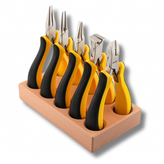 PRECITEC - Jeu de 5 pinces sur socle en bois, avec ressorts de rappel