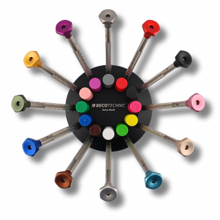 BECO TECHNIC - Assortiment de 12 tournevis en acier inoxydable sur socle tournant en aluminium