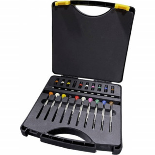 BERGEON - Assortiment de 10 tournevis en mallette, avec mèches de rechange, tailles de Ø0.50mm à 3.00mm (30081-AM10)
