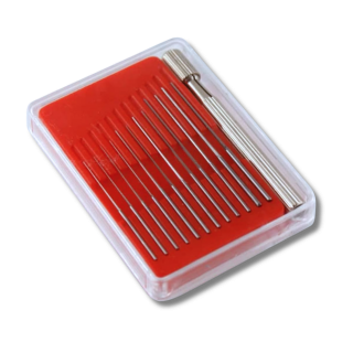 BECO TECHNIC - Assortiment de 12 équarrissoirs Ø0,05mm à 0,55mm, avec un mandrin