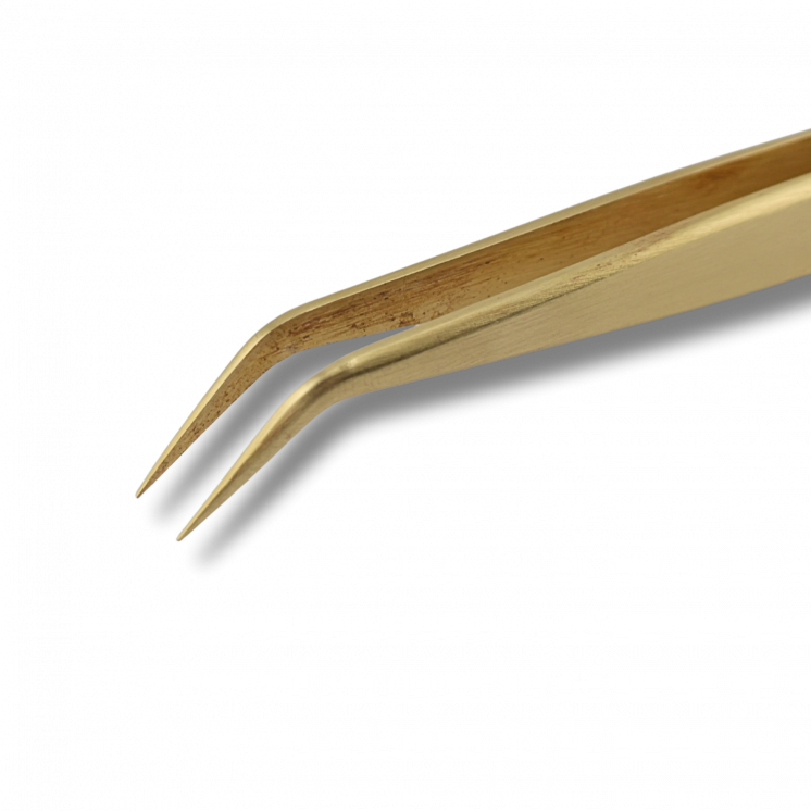 HOROTEC - Brucelles coudée avec pointes fines en laiton, S5C, L135 mm