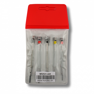 HOROTEC - Assortiment de 5 tournevis d'horloger classiques, Ø0.60 à 1.40mm (01.095)