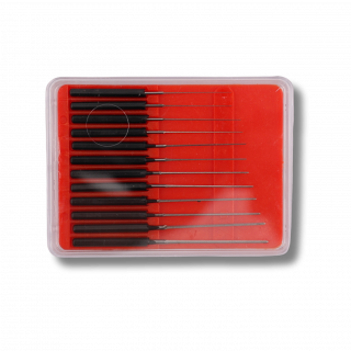 BECO TECHNIC - Assortiment de 12 équarrissoirs avec manche, Ø0,05mm à 0,55mm (205512)