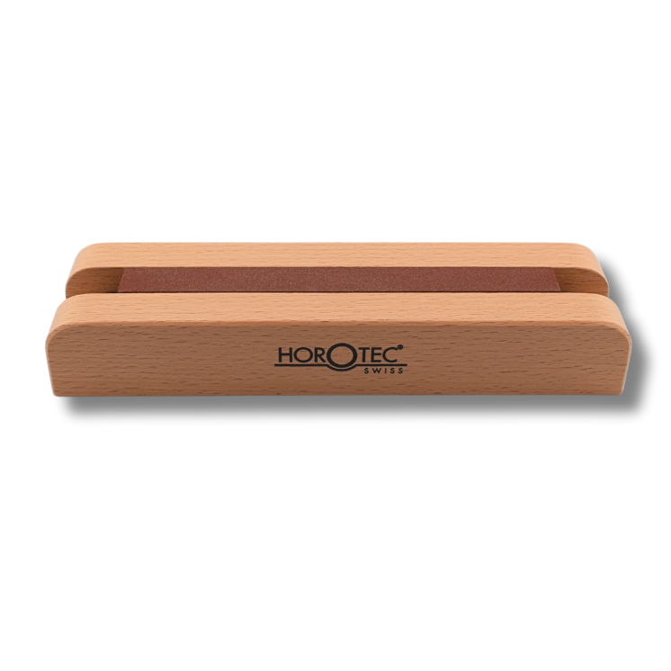 HOROTEC - Socle en bois avec pierre d'aiguisage pour l'affûtage des tournevis (16.204)