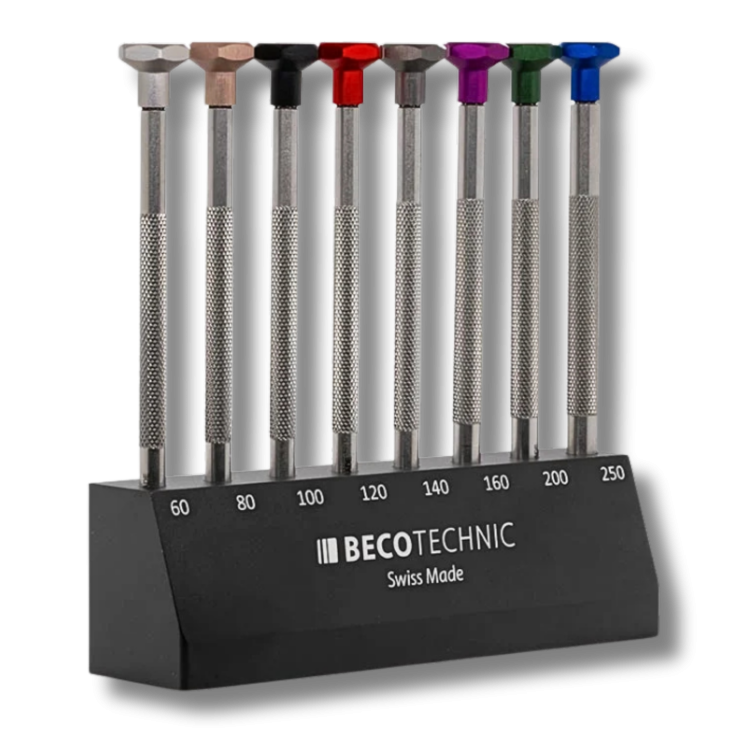 BECO TECHNIC - Socle en aluminium de 8 tournevis avec mèche en T, 0.6 à 2.5 mm (205956)