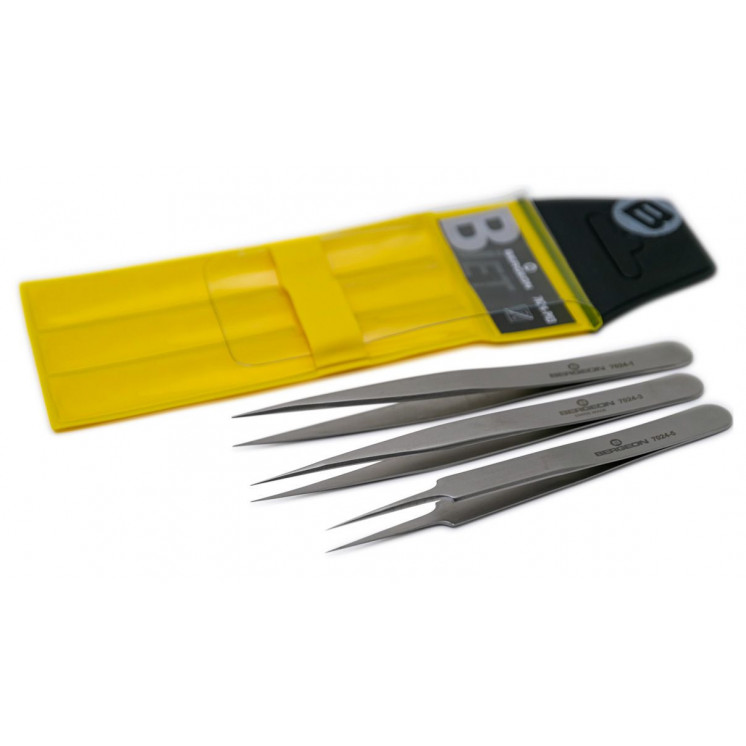 BERGEON - Assortiment de 3 brucelles B-Jet, antimagnétique, N°1-3-5