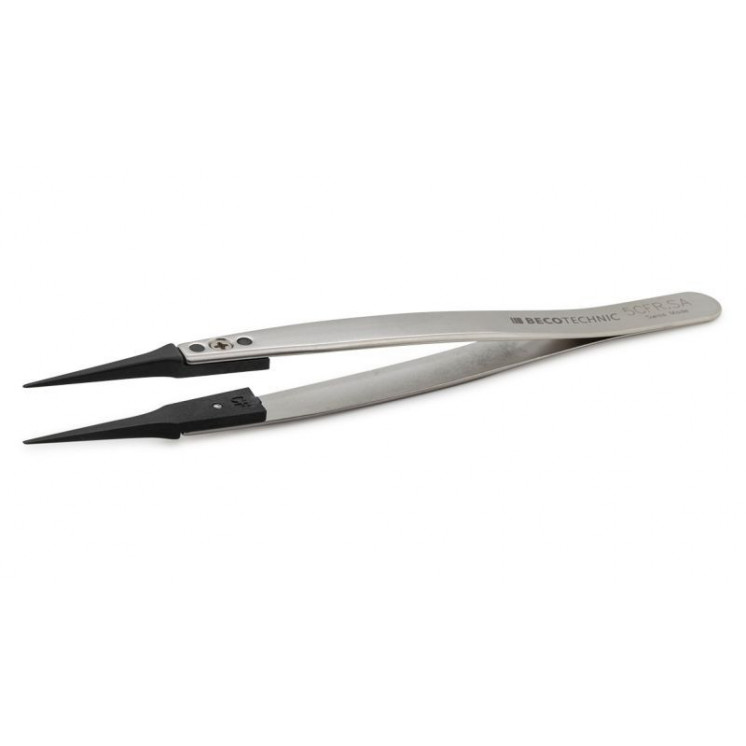 BECO TECHNIC - Brucelles en acier inox, pointes en polyamide, N°5