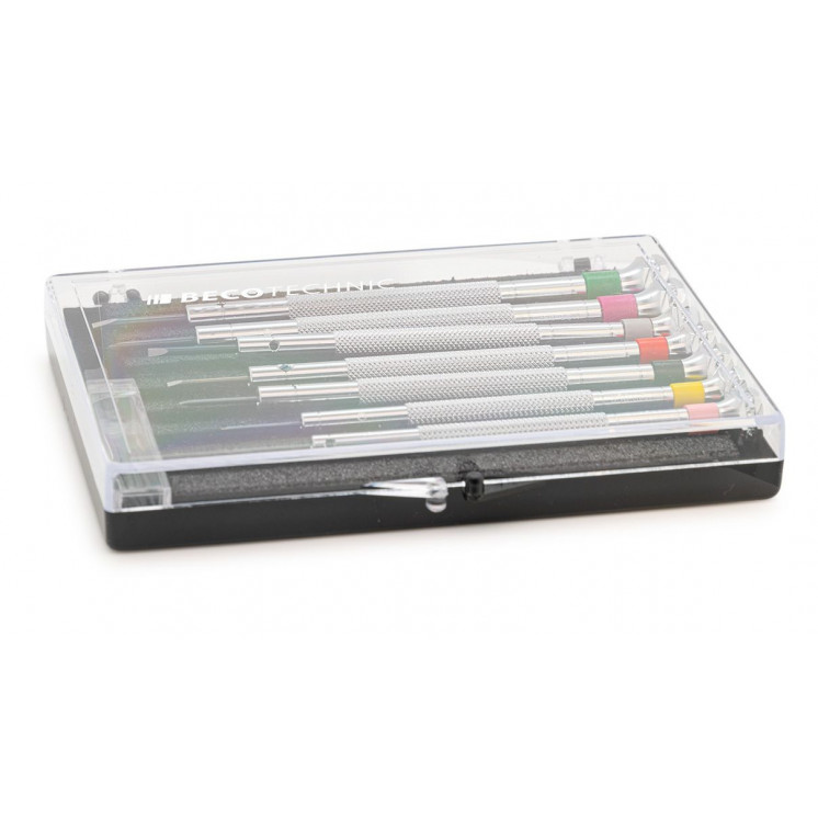 BECO TECHNIC - Assortiment de 7 tournevis d'horloger, en coffret plastique