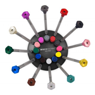 BECO TECHNIC - Assortiment de 12 tournevis en acier inoxydable sur socle tournant en aluminium