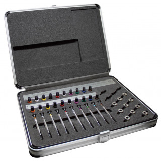 BERGEON - Assortiment de 10 tournevis, avec 10 tambours dynamométriques, et tubes de rechanges avec mèches en V et en T