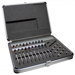 BERGEON - Assortiment de 10 tournevis, avec 10 tambours dynamométriques, et tubes de rechanges avec mèches en V et en T