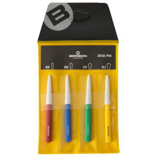 BERGEON - Assortiment de 4 pique-huile d'horloger en pochette plastique