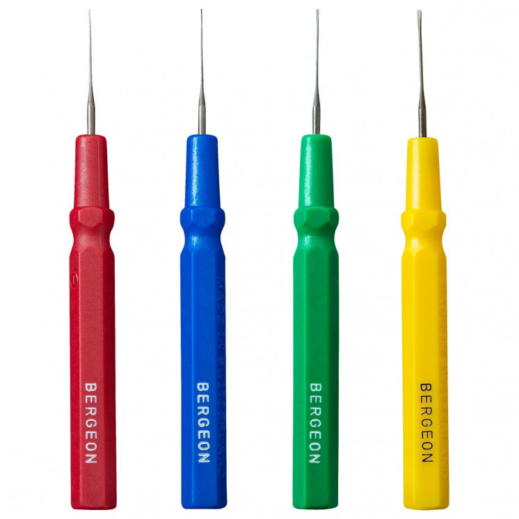 BERGEON - Assortiment de 4 pique-huile d'horloger en pochette plastique