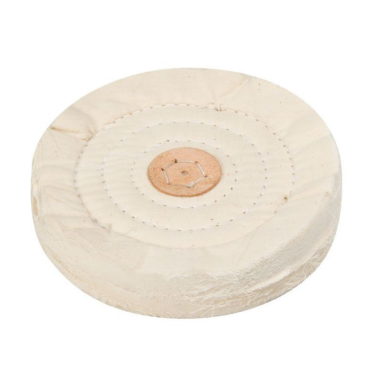 BECO TECHNIC - Disque à polir en coton, blanc, centre en cuir, piqué.
