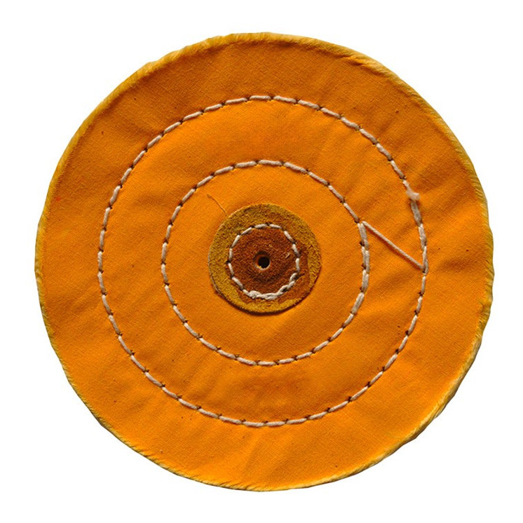 AUGUSTA - Disque à polir en coton, jaune, centre en cuir, piqué, 100x25mm (291699)