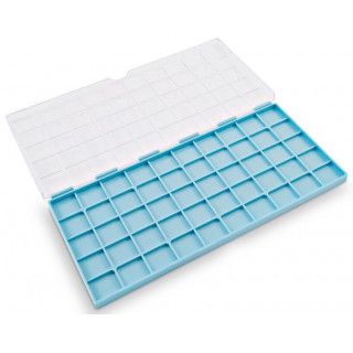 BECO TECHNIC - Boite de rangement à 50 compartiments, fond bleu, couvercle transparent à charnières