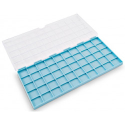 BECO TECHNIC - Boite de rangement à 50 compartiments, fond bleu, couvercle transparent à charnières
