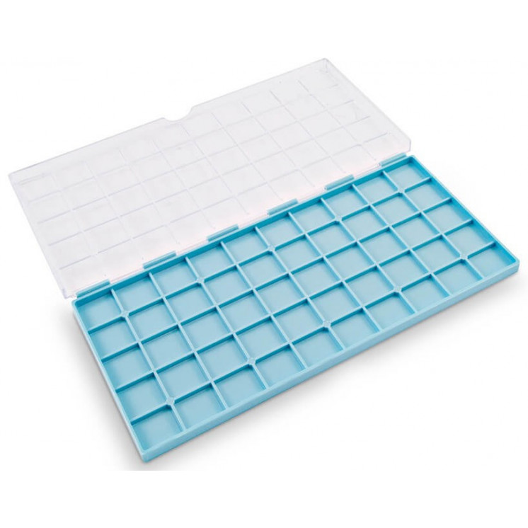 BECO TECHNIC - Boite de rangement à 50 compartiments, fond bleu, couvercle transparent à charnières