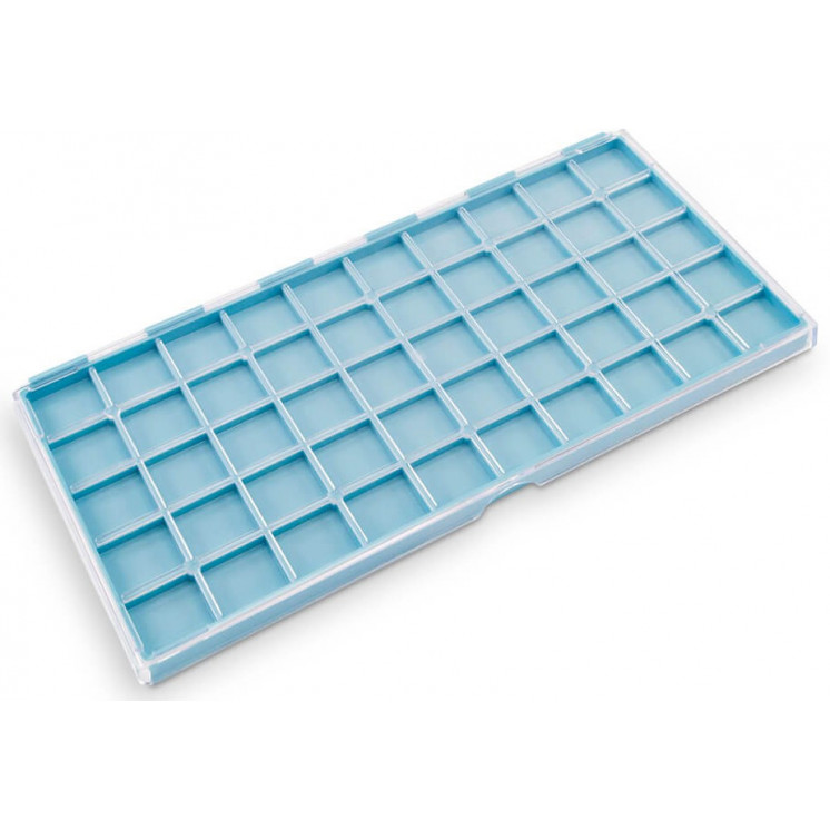 BECO TECHNIC - Boite de rangement à 50 compartiments, fond bleu, couvercle transparent à charnières
