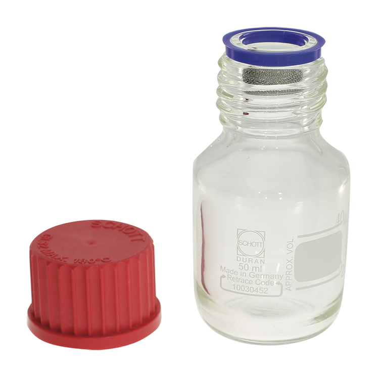 HOROTEC - Flacon en verre avec panier en acier pour épilames Episurf-Neo, EpiDrop et Fixodrop, 50 ml