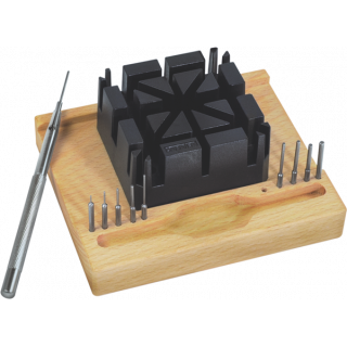HOROTEC - Outil chasse-goupilles avec support universel en bois