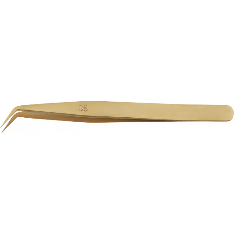 HOROTEC - Brucelles coudée avec pointes fines en laiton, S5C, L135 mm