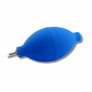 HOROTEC - Soufflet d'horloger en caoutchouc bleu, avec valve et embout métal protégé