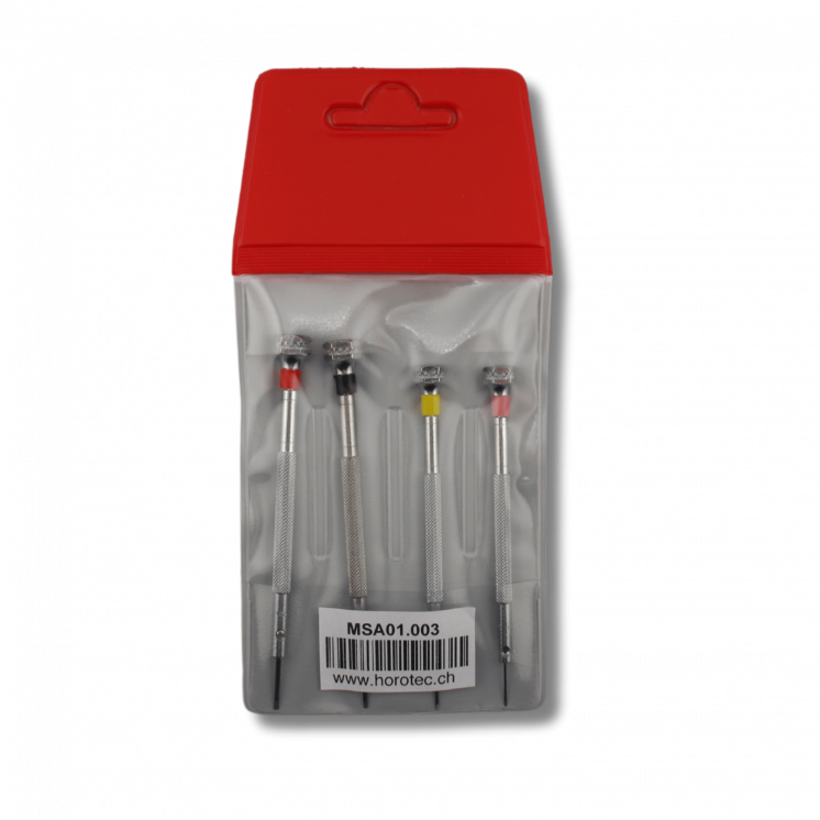 HOROTEC - Assortiment de 4 tournevis d'horloger classiques, Ø0.60 à 1.20mm