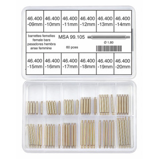 HOROTEC - Assortiment de barrettes femelles en maillechort, Ø1.80 mm, 60 pièces (99.105)
