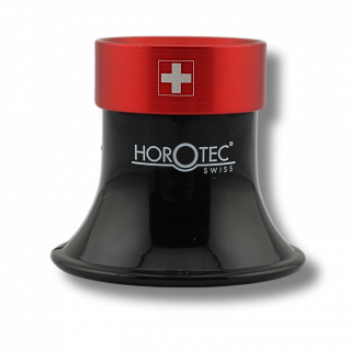 HOROTEC - Loupe d'horloger avec bague vissée en aluminium rouge (grossissement au choix) (00.025)