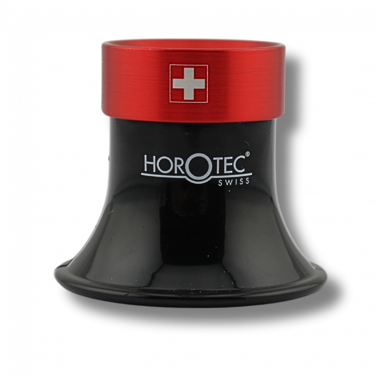 HOROTEC - Loupe d'horloger avec bague vissée en aluminium rouge (grossissement au choix)